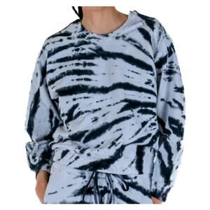 Lacausa Zebra Tie Dye Slater Sweatshirt - Blue Organic Cotton- Sz Large - $132